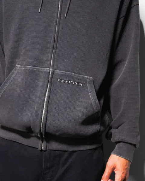 Zip-Thru Hoods|Pullover Hoods-Butter Goods Waffe Zip-Thru Hood, Urchin Overdye