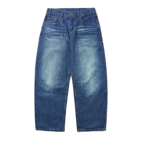 Denim Jeans|Pants-Butter Goods Wide Cut Denim Jeans, Dark Blue Slub
