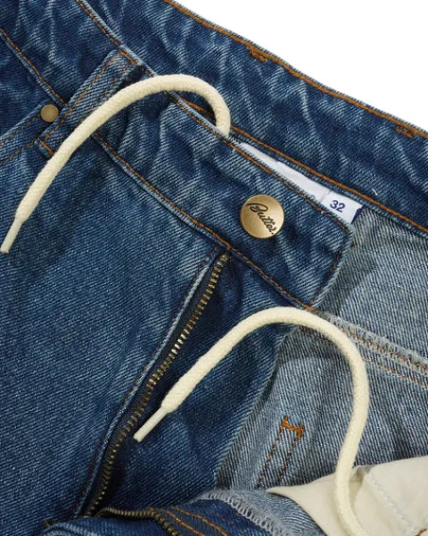 Denim Jeans|Pants-Butter Goods Wide Cut Denim Jeans, Mid Blue