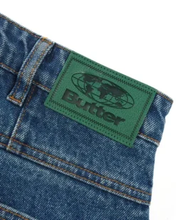 Denim Jeans|Pants-Butter Goods Wide Cut Denim Jeans, Mid Blue