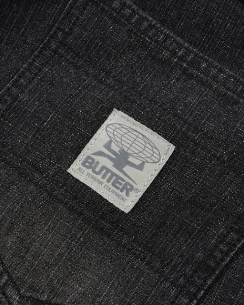 Denim Jeans|Pants-Butter Goods Wide Cut Denim Jeans, Streaky Black Wash