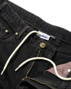 Denim Jeans|Pants-Butter Goods Wide Cut Denim Jeans, Tinted Black