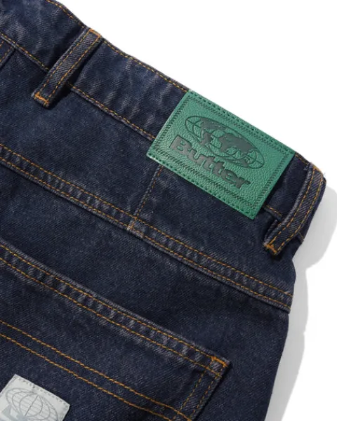 Denim Jeans|Pants-Butter Goods Wide Cut Denim Jeans, Tinted Dark Indigo