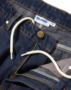 Denim Jeans|Pants-Butter Goods Wide Cut Denim Jeans, Tinted Dark Indigo