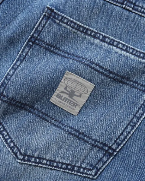 Denim Jeans|Pants-Butter Goods Wide Cut Denim Jeans, Vertical Stripe
