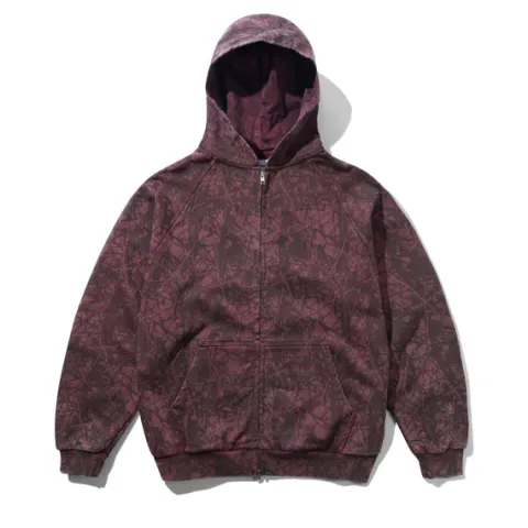 Zip-Thru Hoods|Pullover Hoods-Butter Goods Wood Cao Zip-Thru Hood, Wahed Burgundy